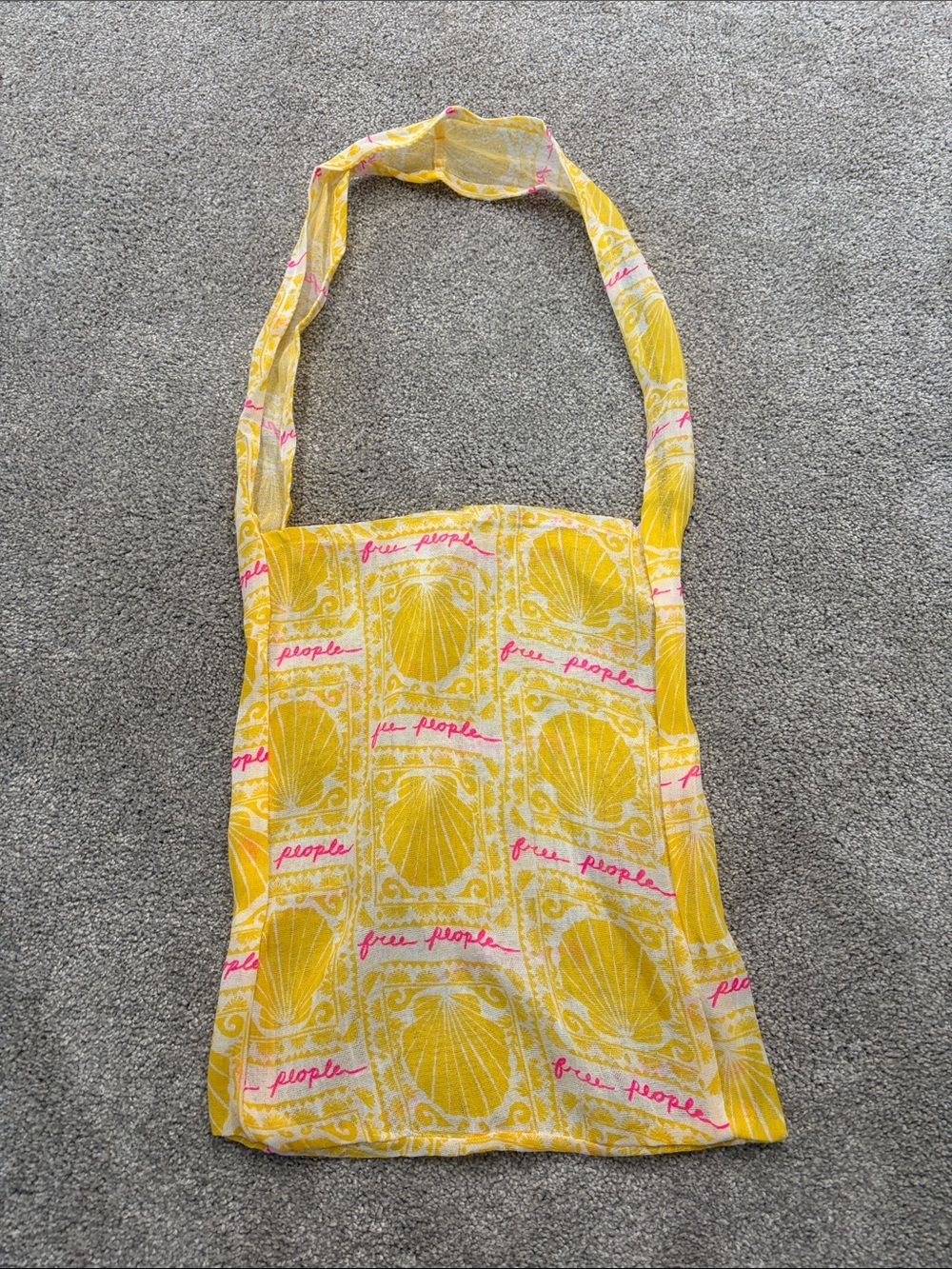 Free People Yellow Shell-Print Tote
